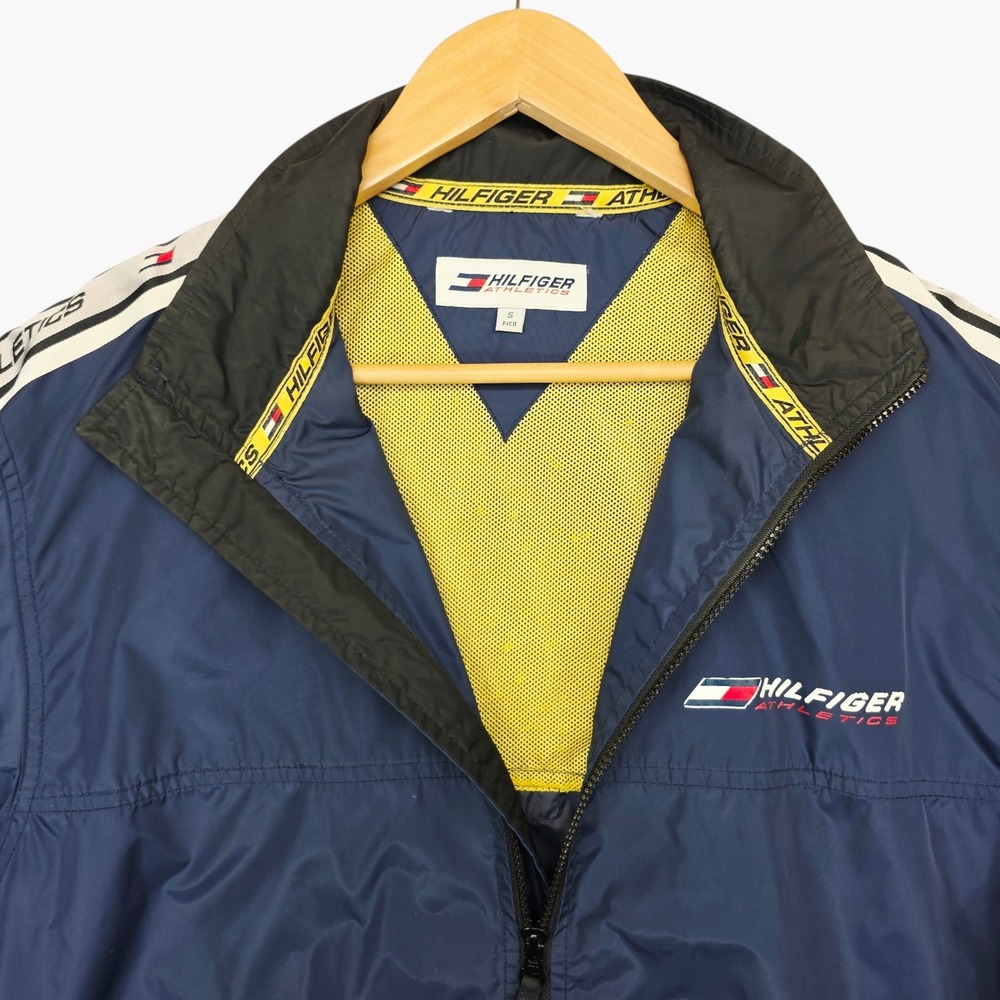 Vintage Tommy Hilfiger Athletics Windbreaker Jacket Navy Blue Mens S Logo Tape - Picture 4 of 9